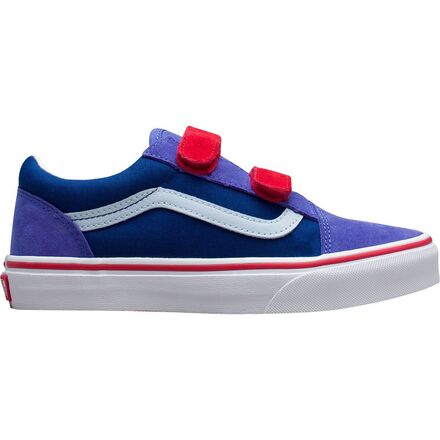 Vans - Old Skool V Shoe - Color Block Pack - Kids' - (Color Block) Baja Blue/High Risk Red