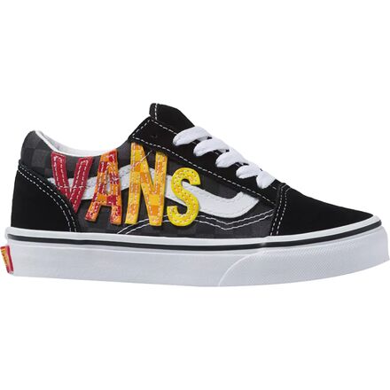Vans - Flame Old Skool V Skate Shoe - Toddlers' - (Flame Logo Repeat) Black/Multi