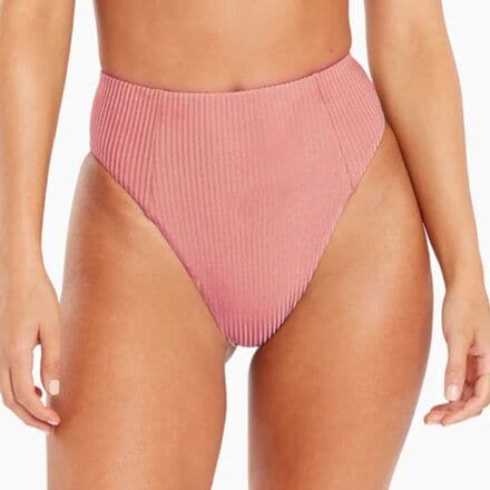 Vitamin A - Sienna High Waist Cheeky Cut Bikini Bottom - Women's - Pink Sands Shimmer Rib
