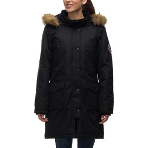 82 Degrees Fahrenheit Hooded Button Down with Faux Fur Trim Parka - Women's