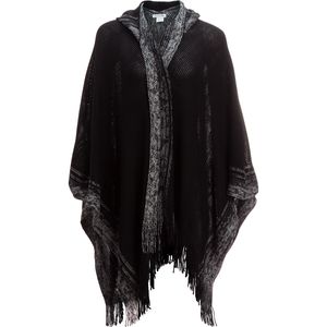 Magid Hooded Knit Ruana with Graded Edge & Fringe - Women's