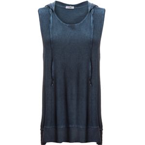 Violet Moon Oil Wash Round Neck Drawstring Hood Sleeveless Top - Women's