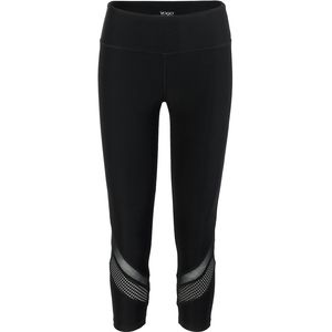 Vogo Activewear Solid Capri With Power Mesh And Chevron Inserts - Women's