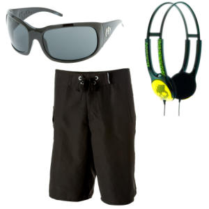 Whiskey Militia Combo Volcom Hamachi Mod Boardshort, Skullcandy Icon Headphone, Electric K.O. Sunglasses