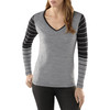 SmartWool Lightweight Stripe V-Neck Sweater - Women's&nbsp;Silver Gray Heather