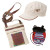 See Khaki/Gray Stripe/Natural prAna Tonsai Package - Canvas Cadet Cap, Chalk Bag & Hemp Travel Pouch - Women's 