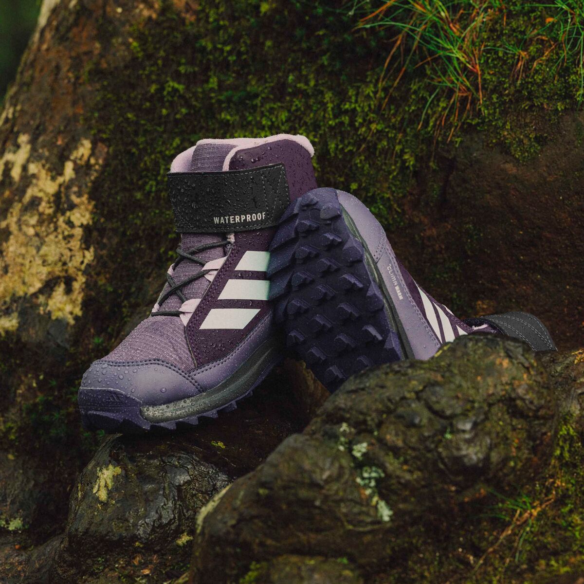 Детские ботинки Adidas TERREX Snow CW, цвет: Сливовый / Аквамариновый — фото 2