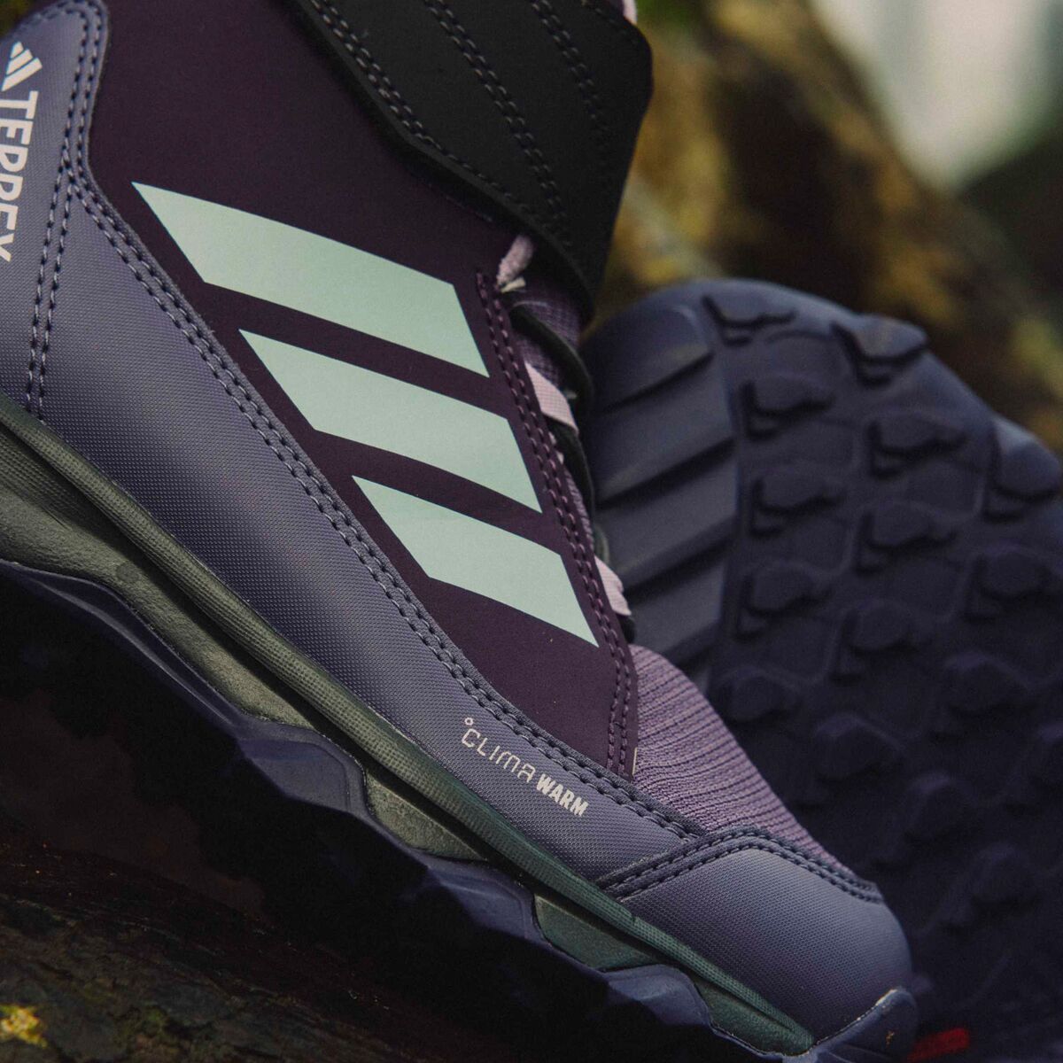 Детские ботинки Adidas TERREX Snow CW, цвет: Сливовый / Аквамариновый — фото 3