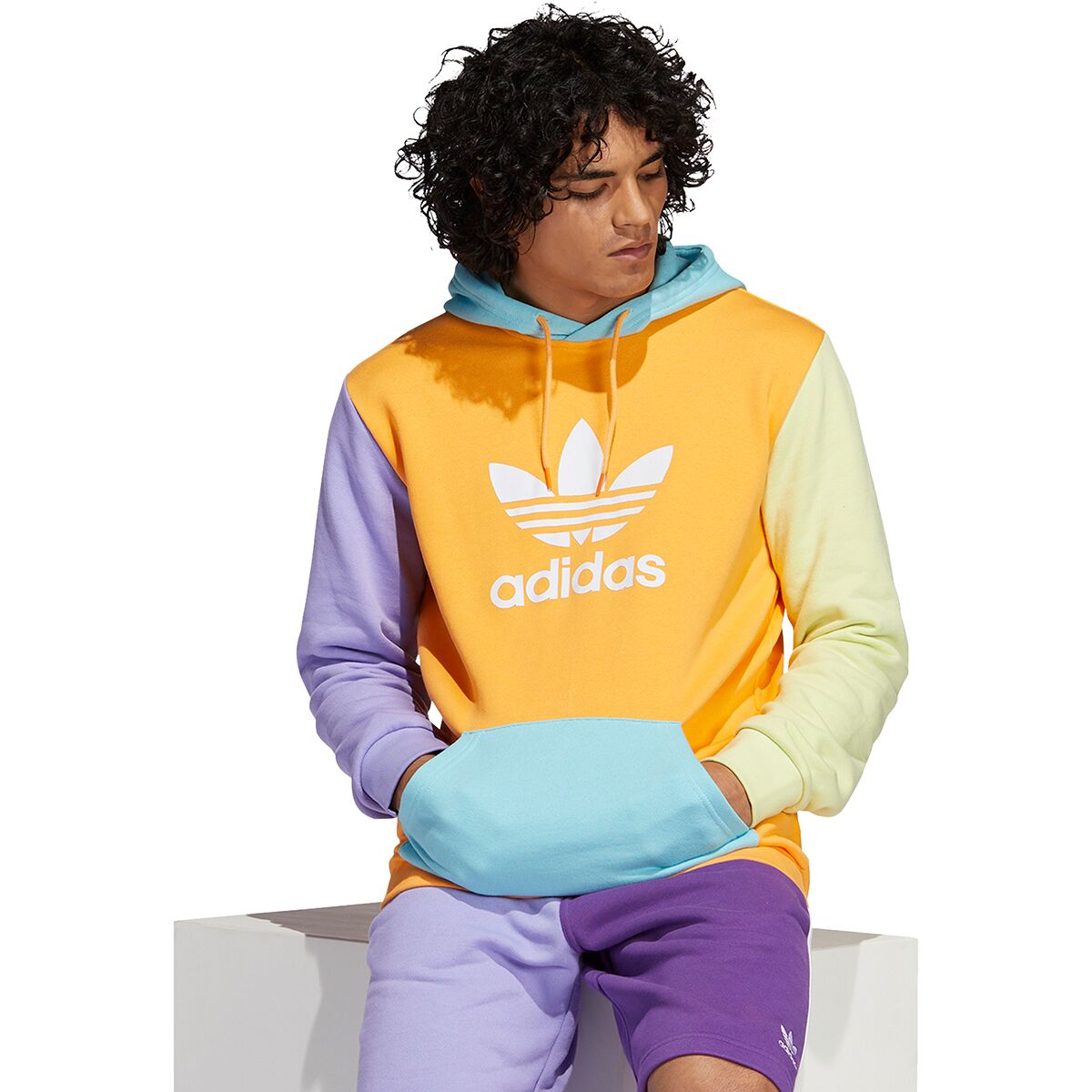 blocked trefoil hoodie