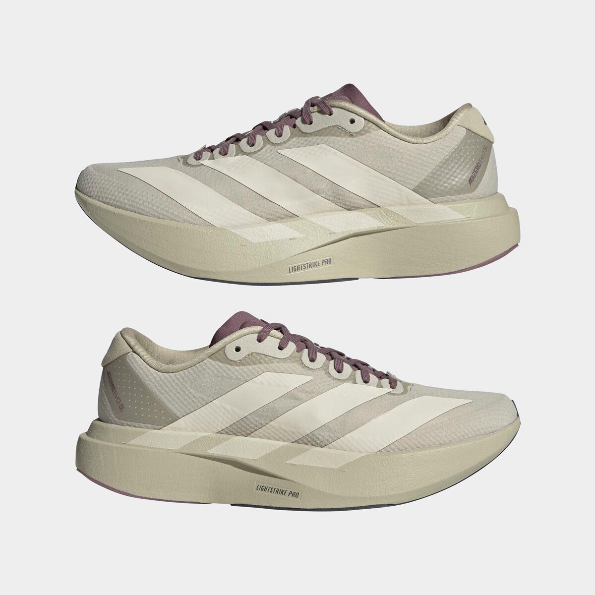 Женские кроссовки Adidas Adizero Evo SL Woven HK Running, цвет: Серый / Теневой инжирный — фото 9