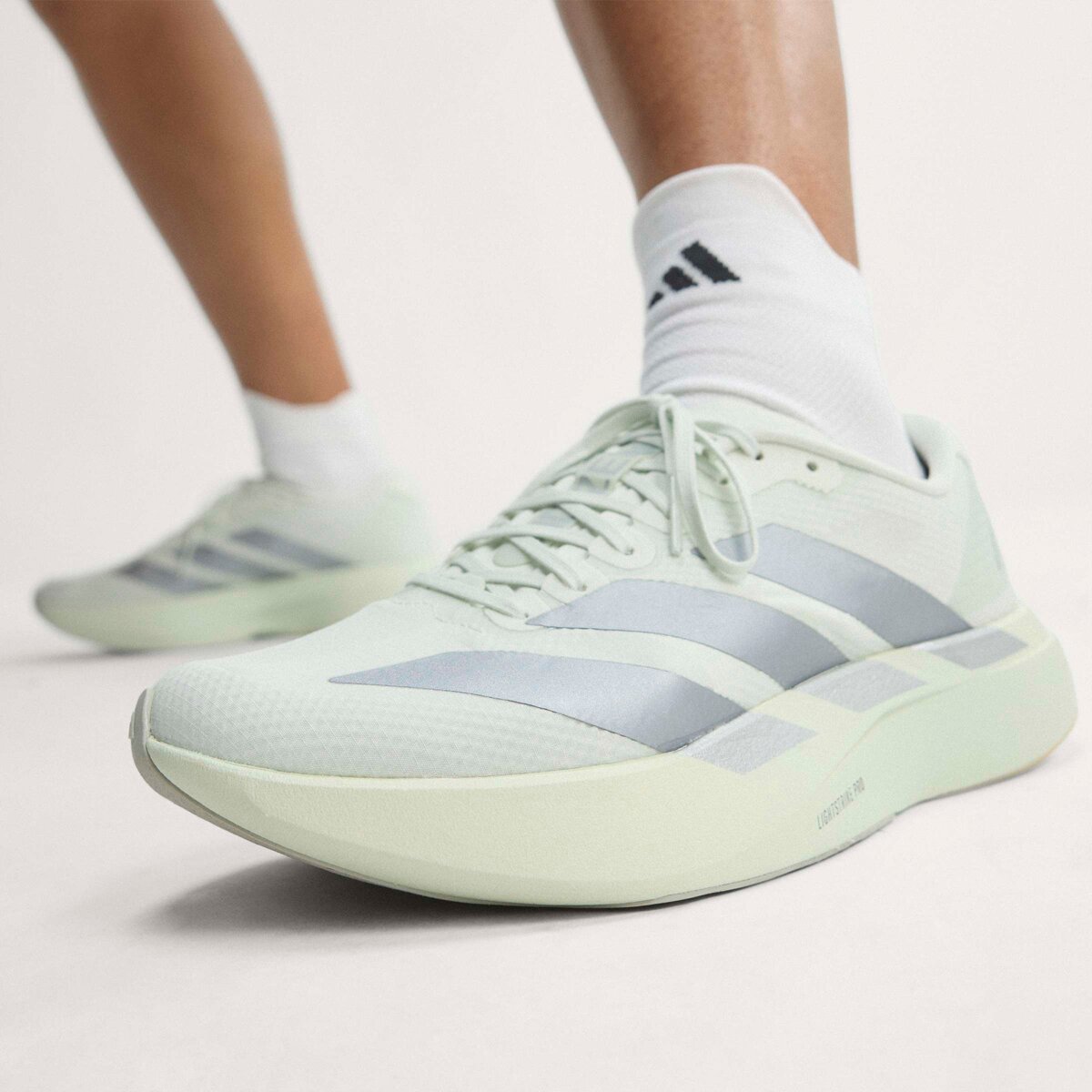 Женские кроссовки Adidas Adizero Evo SL Woven Running, цвет: Нефритовый / Серый — фото 5