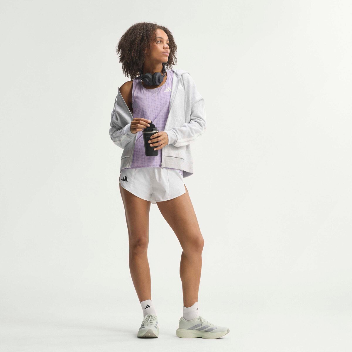 Женские кроссовки Adidas Adizero Evo SL Woven Running, цвет: Нефритовый / Серый — фото 12