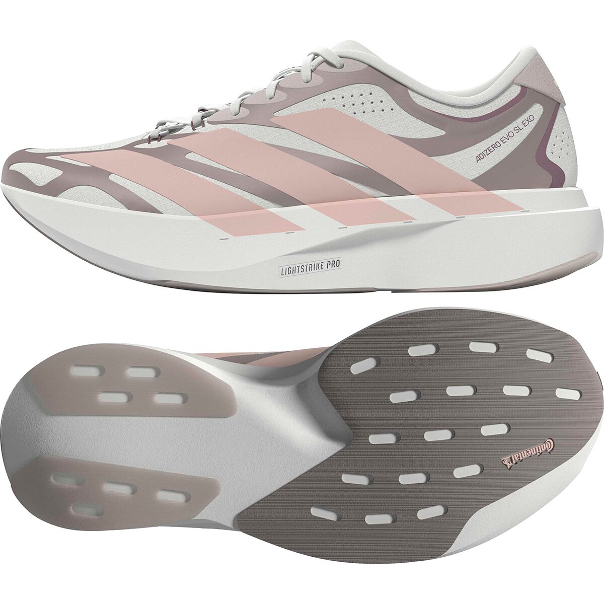 Женские кроссовки Adidas Adizero Evo SL Exo Running, цвет: Облачный белый / Пудровый розовый — фото 2