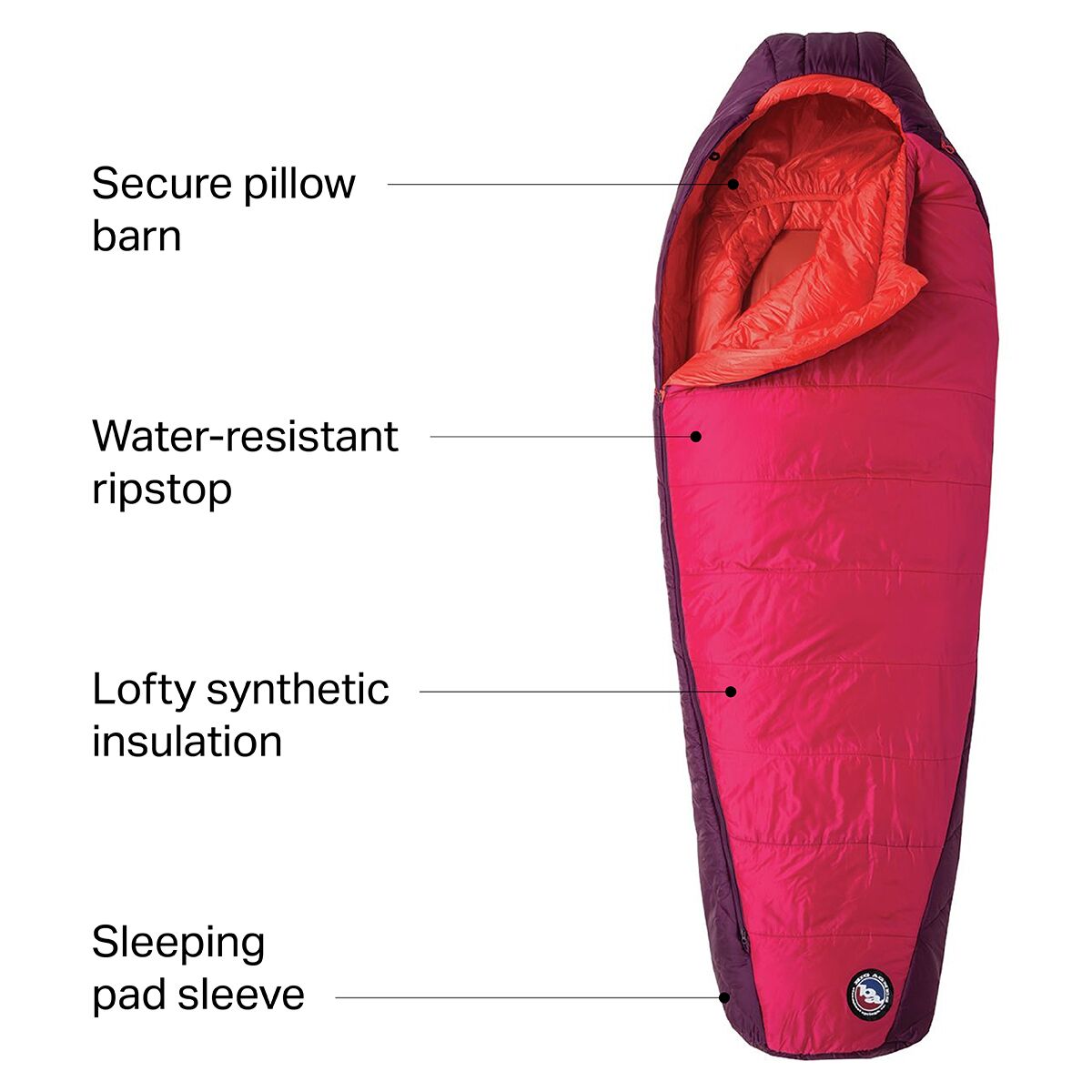Big Agnes Sunbeam Sleeping Bag 30F Synthetic Women's Hike & Camp