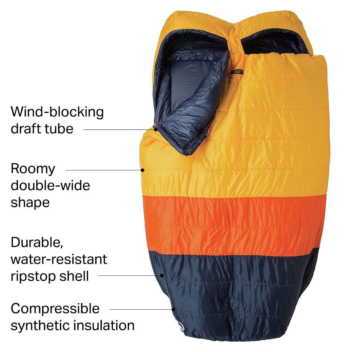 Big Agnes Big Creek Double Sleeping Bag 30F Synthetic Hike & Camp