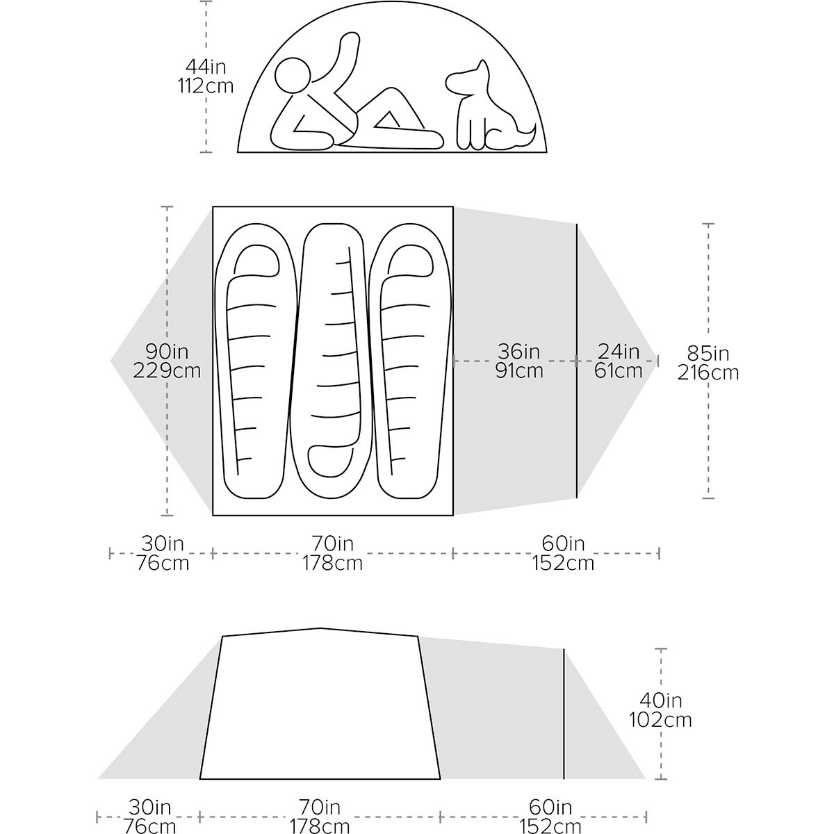 Снаряжение Big Agnes Blacktail 3 Hotel Tent: 3-Person 3-Season, цвет: Тёплый оливковый / Зелёный — фото 4