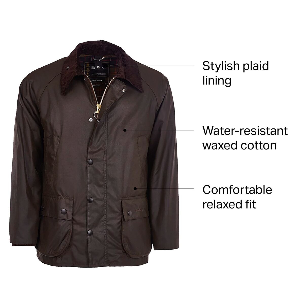 Мужская куртка Barbour Classic Bedale Wax, цвет: Оливковый — фото 8