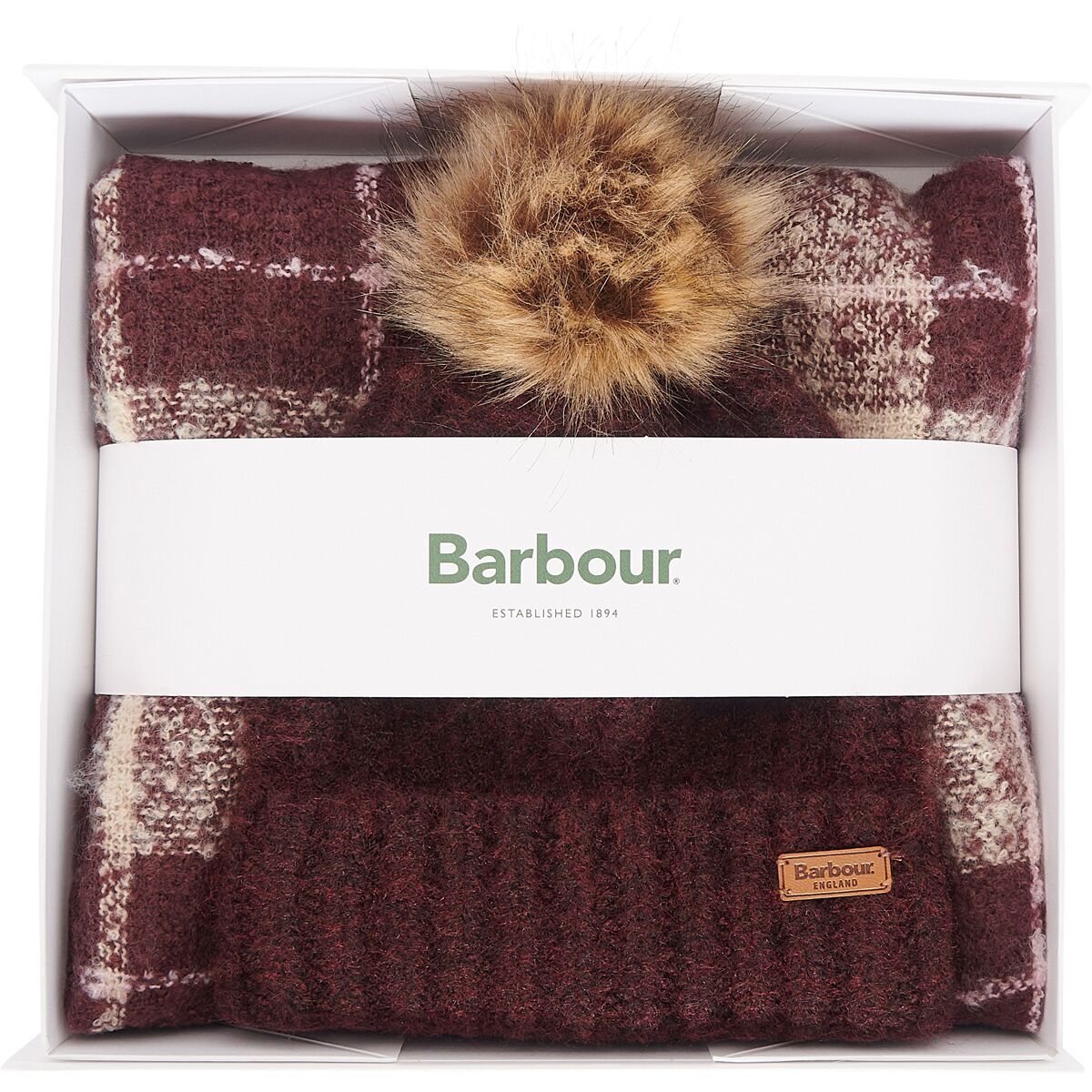 Barbour Saltburn Beanie & Tartan Scarf Gift Set