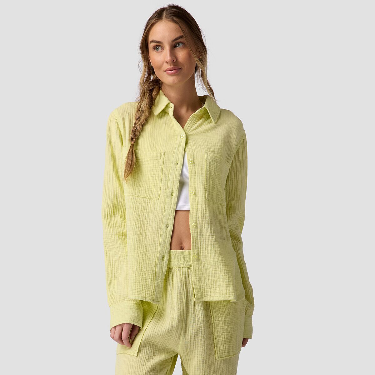 Cotton Gauze Long-Sleeve Button-Down - Women's