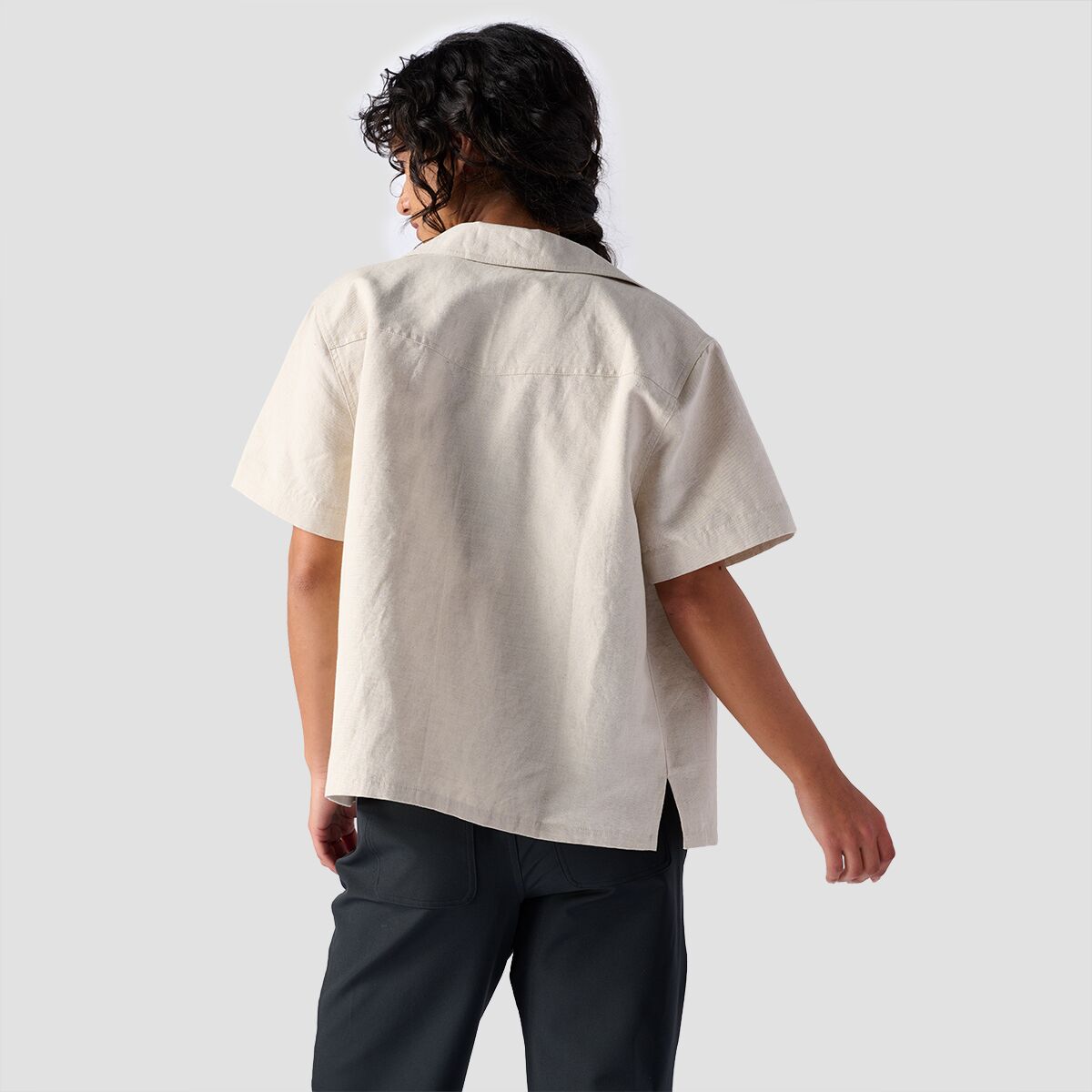 L & B Ivory Textured Cotton Short Sleeve Shirt