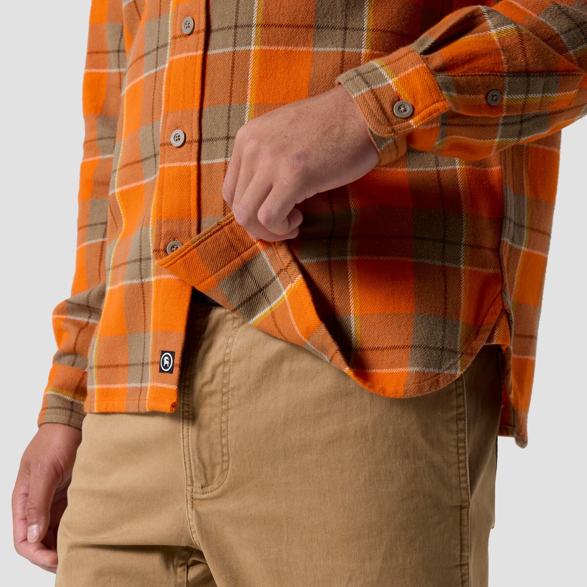 Мужская рубашка Backcountry BGA Venture Midweight Flannel, цвет: Оранжевый клетчатый — фото 4