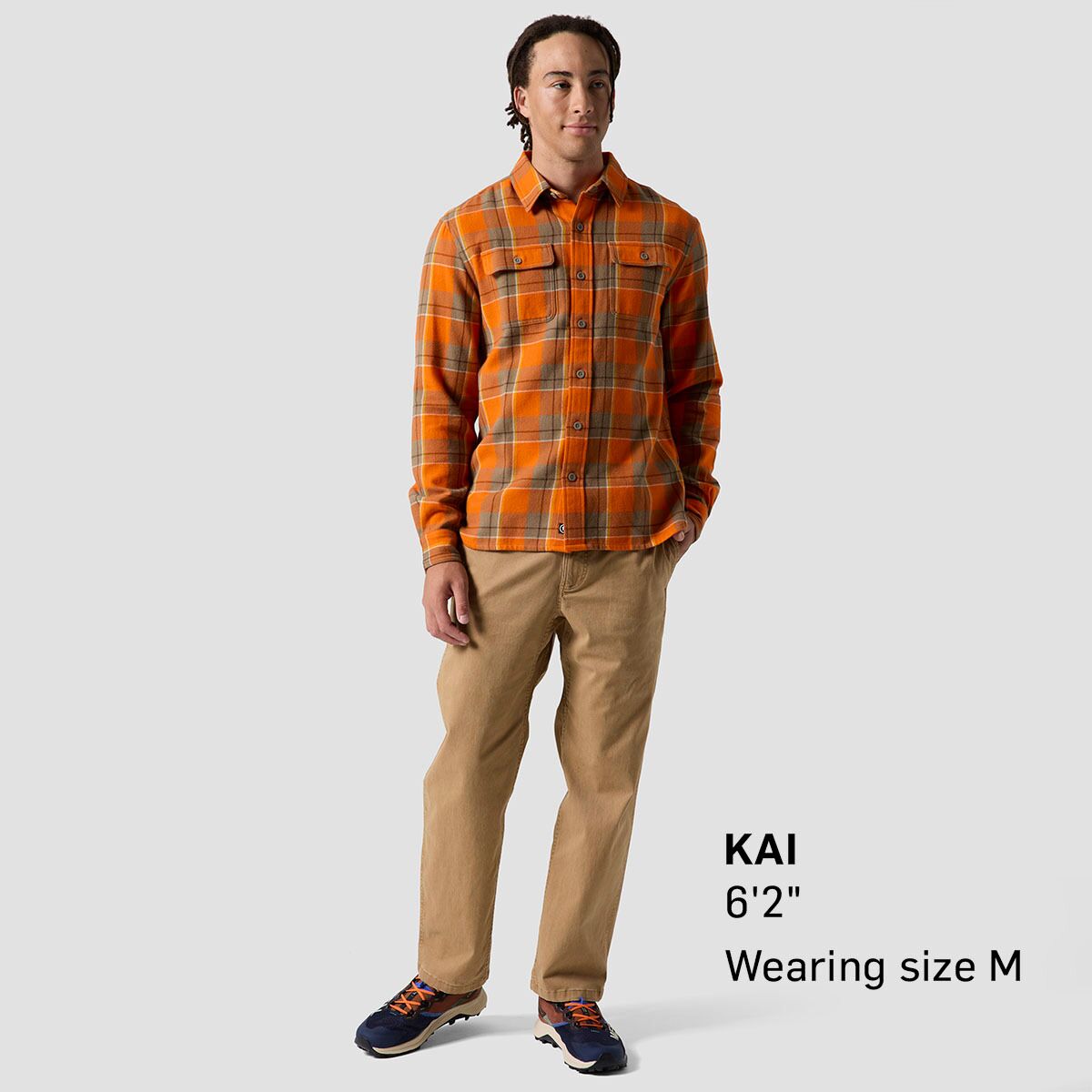 Мужская рубашка Backcountry BGA Venture Midweight Flannel, цвет: Оранжевый клетчатый — фото 5