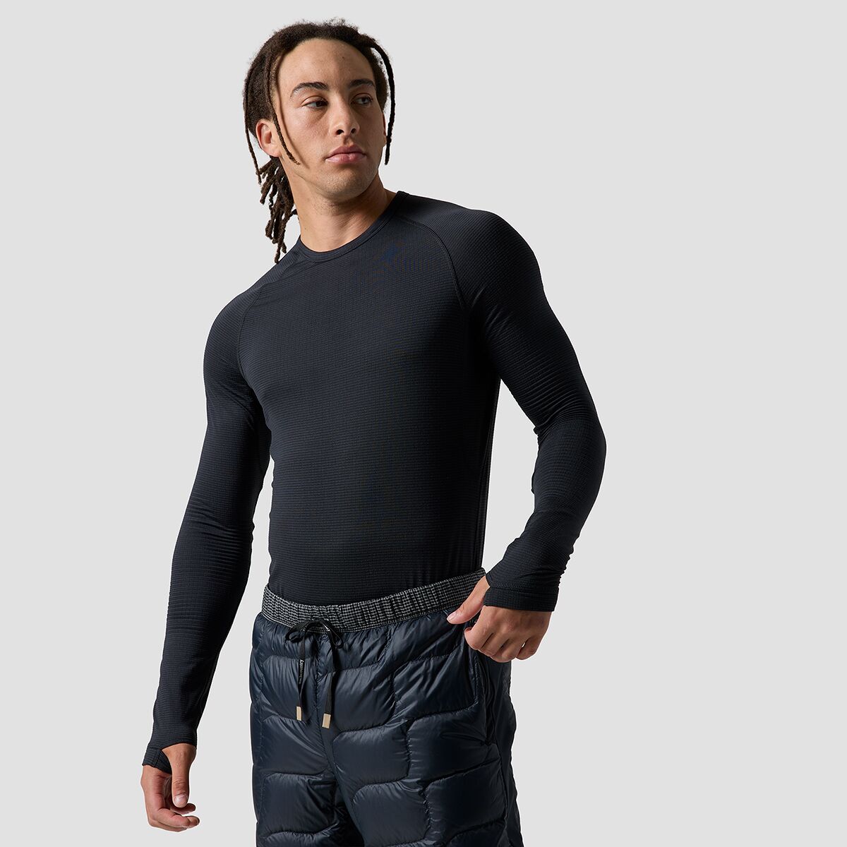 Мужской топ Backcountry BGA Pines Microgrid Ultra-LT Baselayer Crew Top, цвет: Чёрный