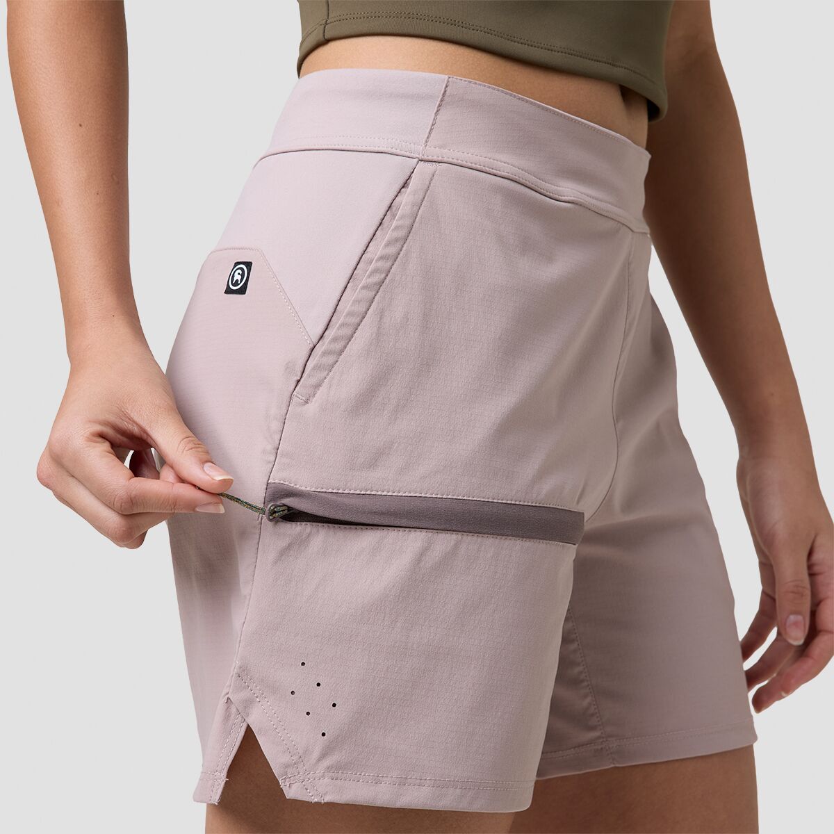 Женские шорты Backcountry BGA Wasatch Ripstop 5in Pull-On Short, цвет: Коричневый / Сливовый — фото 3