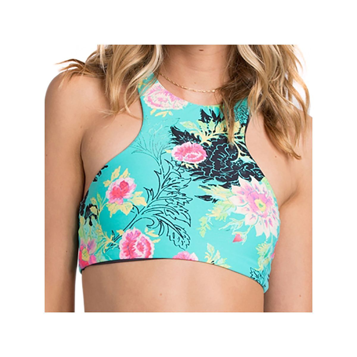 Billabong Fancy Floral Crop High Neck Bikini Top Women's Clothing