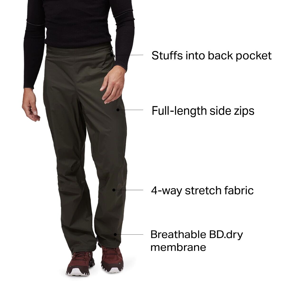 Black Diamond Stormline Stretch Full Zip Rain Pant -...
