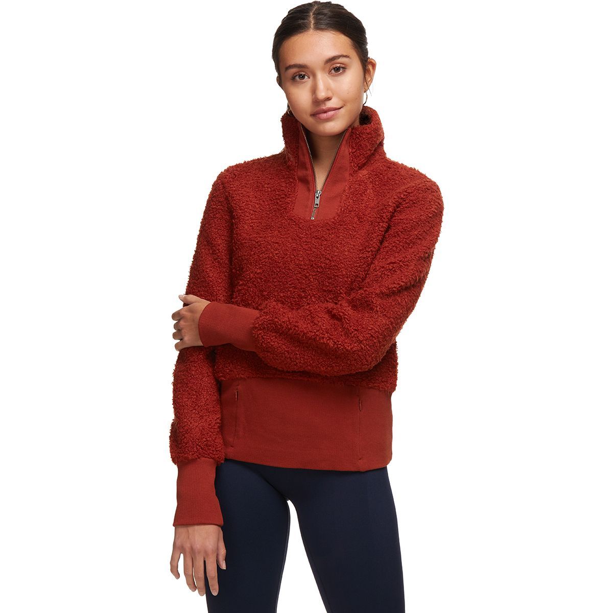 sherpa zip pullover