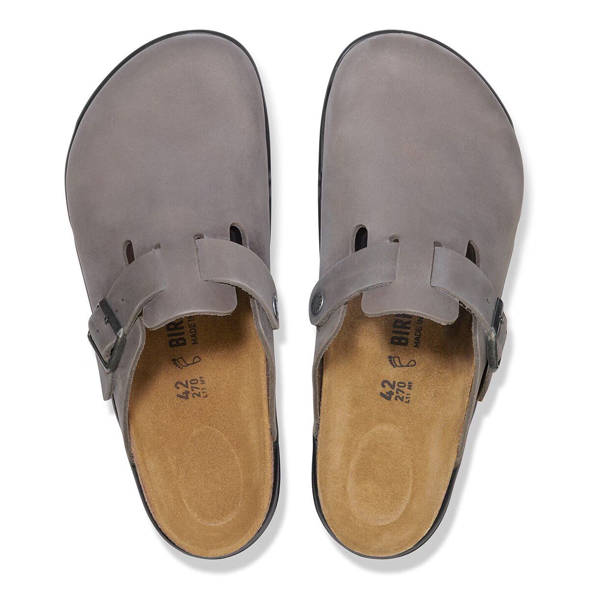 Мужские сабо Birkenstock Boston CT Clog, цвет: Железный кожаный — фото 4