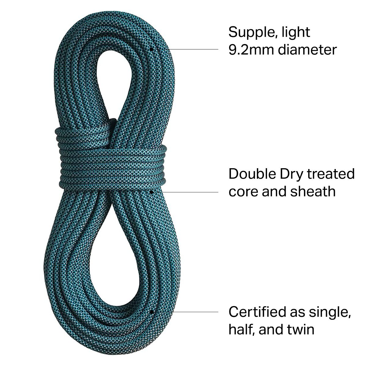 BlueWater Xenon Double Dry Climbing Rope - 9.2mm