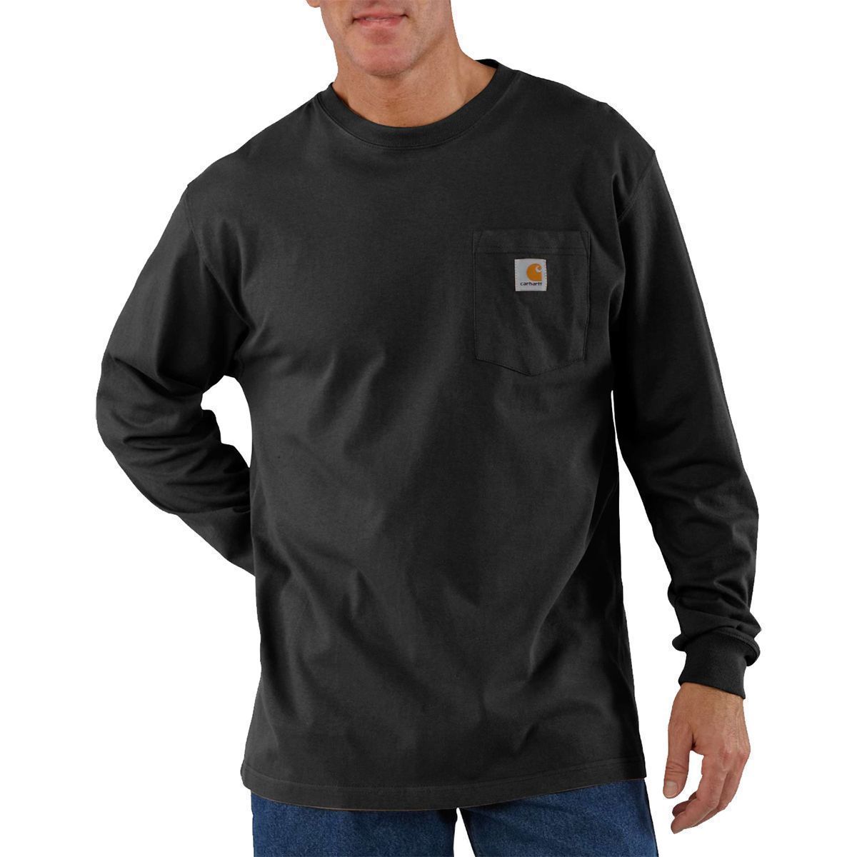Мужская футболка Carhartt Workwear Pocket Long-Sleeve, цвет: Чёрный — фото 1
