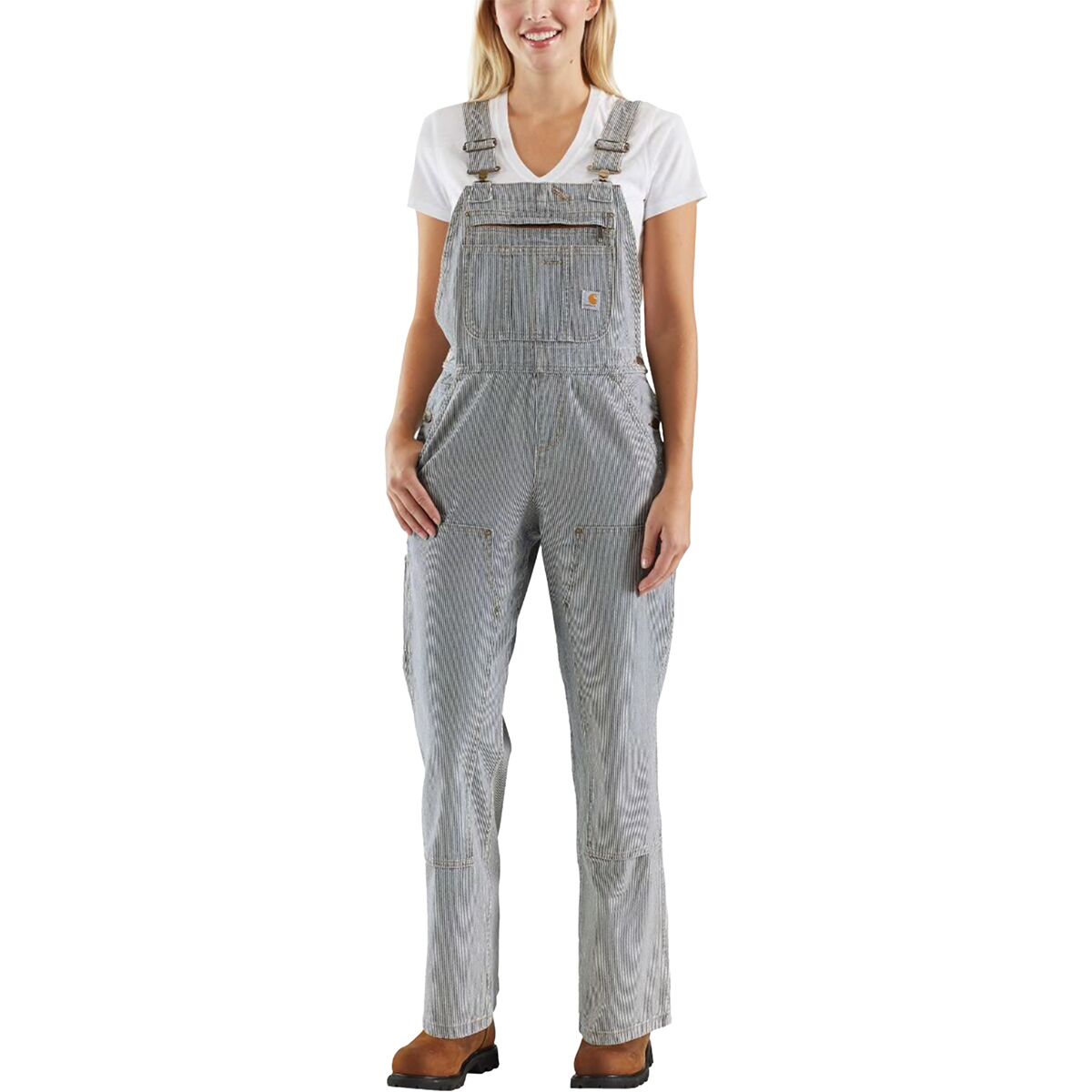 Carhartt Rugged Flex Denim Railroad Stripe Bib Overall Women's Clothing