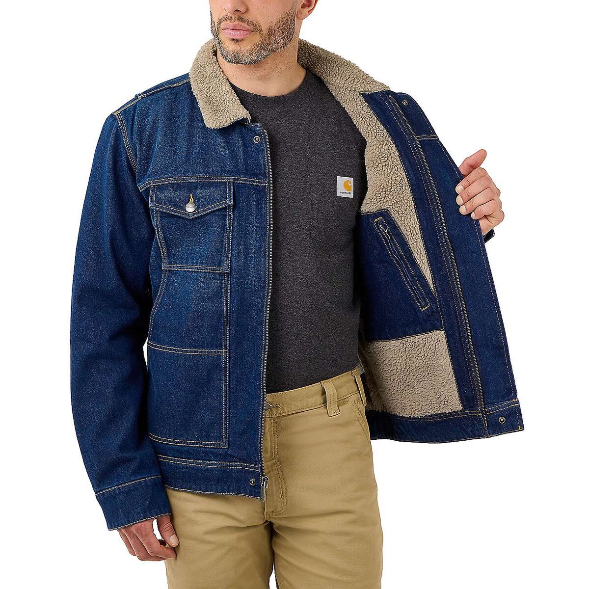 Carhartt Relaxed Fit Denim Sherpa-Lined Jacket - Men's - Clothing