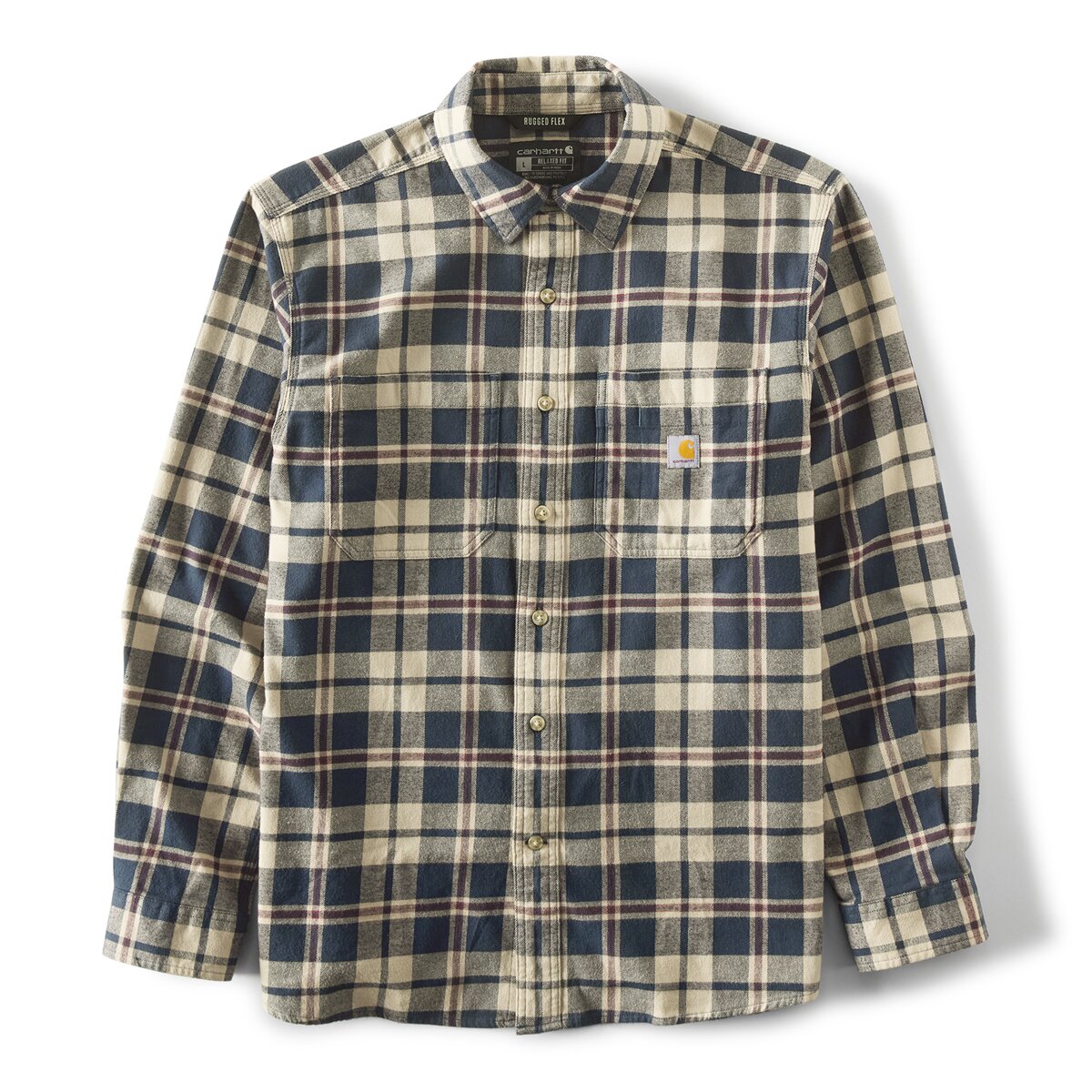 Мужская рубашка Carhartt Hamilton Relaxed Long-Sleeve Plaid, цвет: Тёмно-синий — фото 4