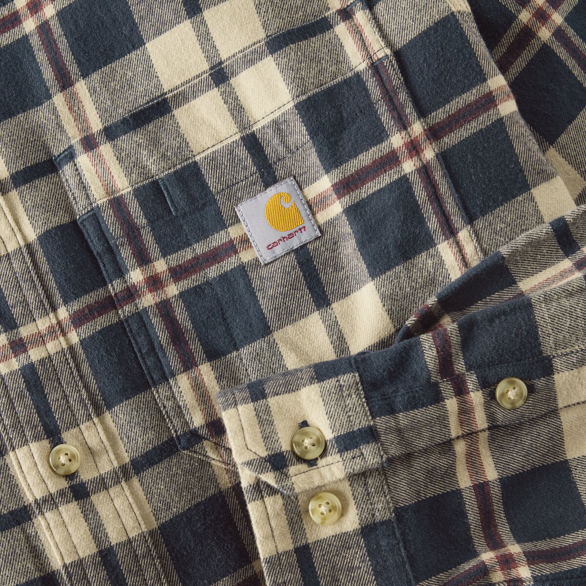 Мужская рубашка Carhartt Hamilton Relaxed Long-Sleeve Plaid, цвет: Тёмно-синий — фото 6