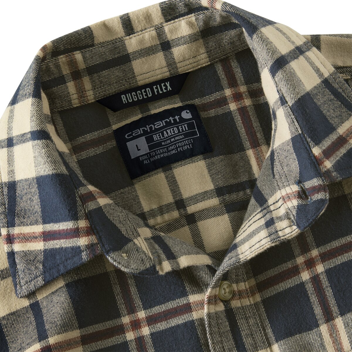 Мужская рубашка Carhartt Hamilton Relaxed Long-Sleeve Plaid, цвет: Тёмно-синий — фото 8
