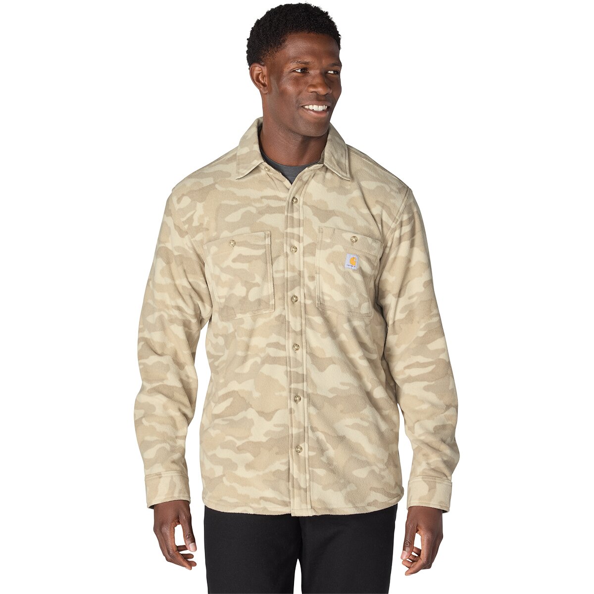 Мужская рубашка Carhartt Seneca Loose LS Printed, цвет: Рыжевато-коричневый камуфляжный