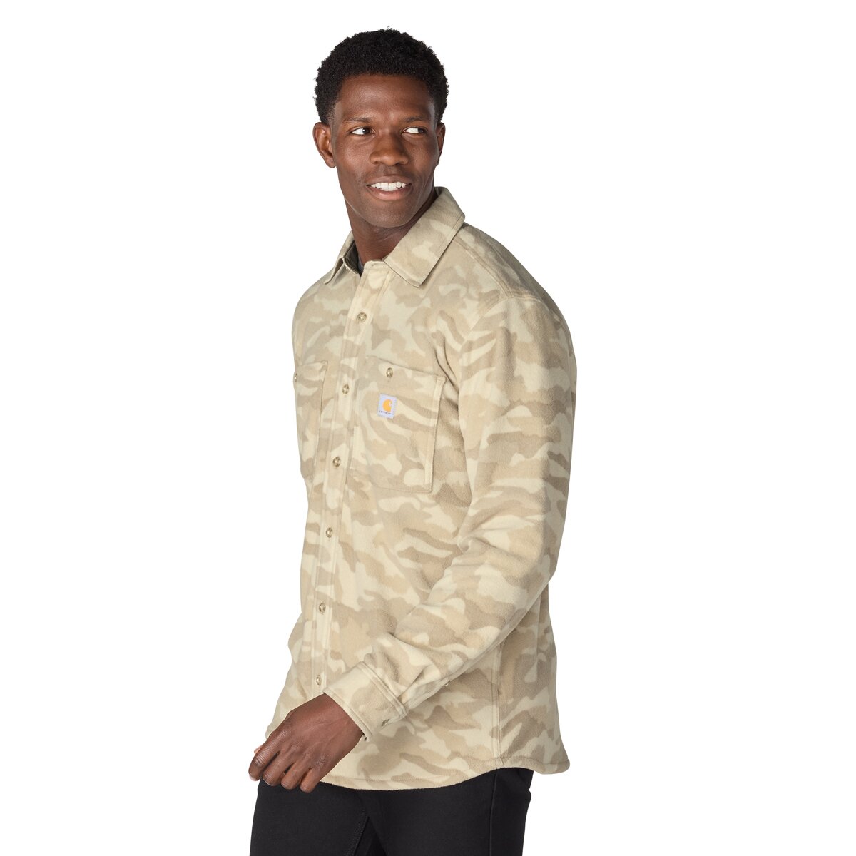 Мужская рубашка Carhartt Seneca Loose LS Printed, цвет: Рыжевато-коричневый камуфляжный — фото 6