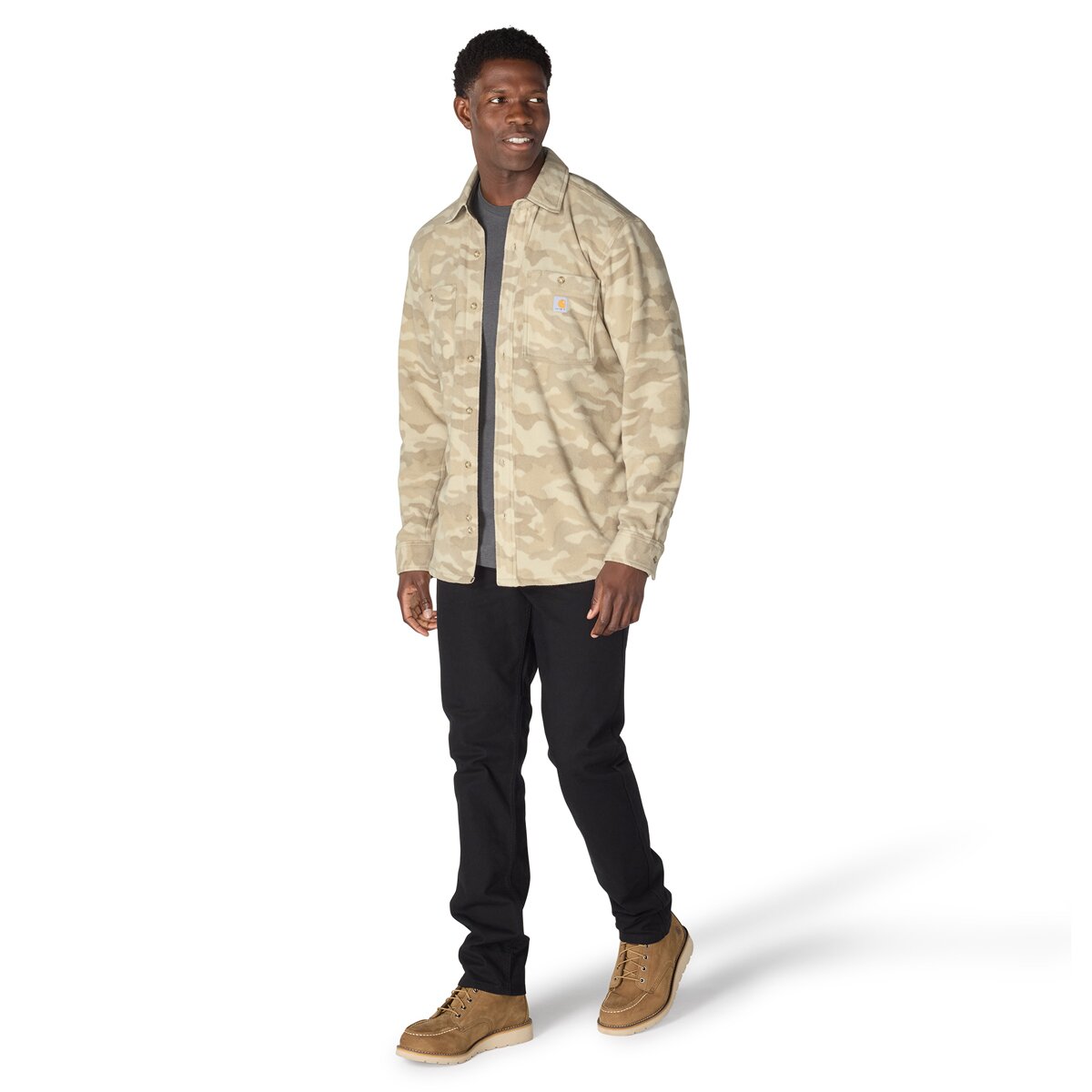 Мужская рубашка Carhartt Seneca Loose LS Printed, цвет: Рыжевато-коричневый камуфляжный — фото 9