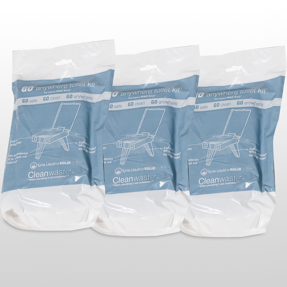 Cleanwaste Go Anywhere Toilet Kit 12Pack