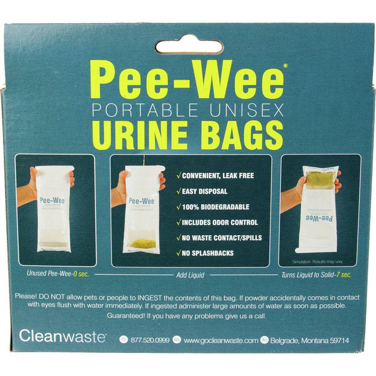 Cleanwaste PeeWee Urine Bag 12 Pack Hike & Camp