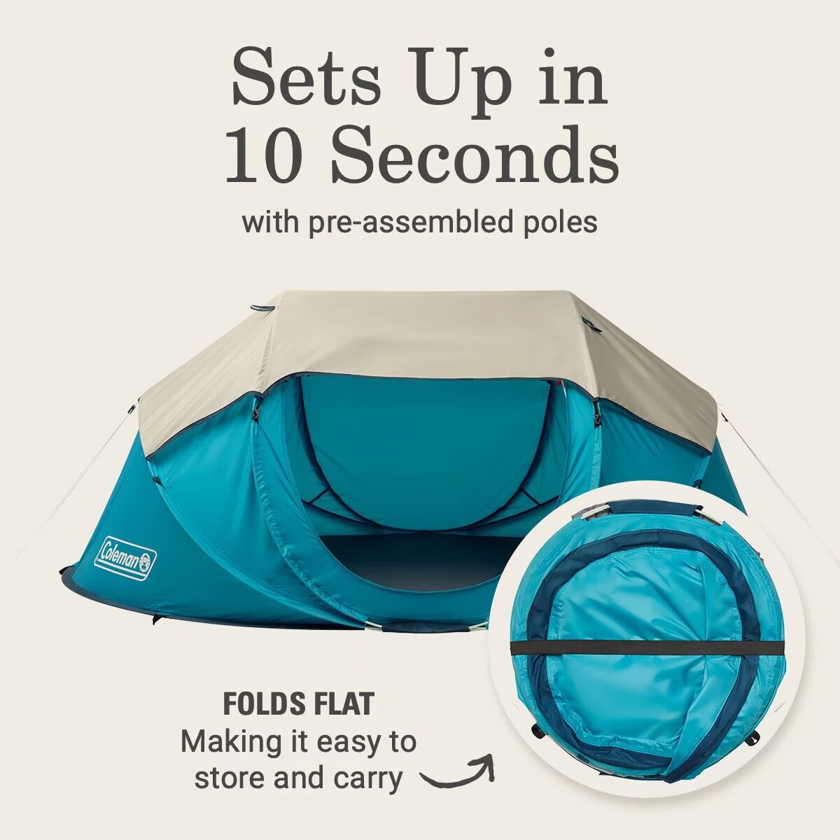 Coleman Camp Burst Pop Up Dark Room Tent: 2-Person 3-Season