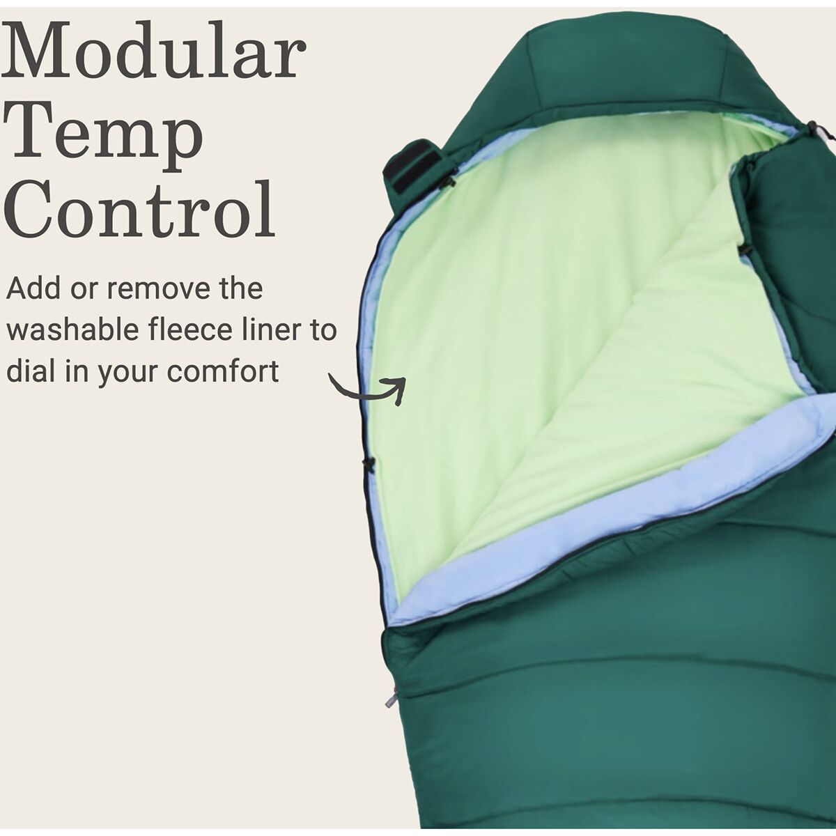 Сумка Coleman Comfort Camp 3-in-1 Sleeping Bag: 30F Synthetic, цвет: Зелёный — фото 3