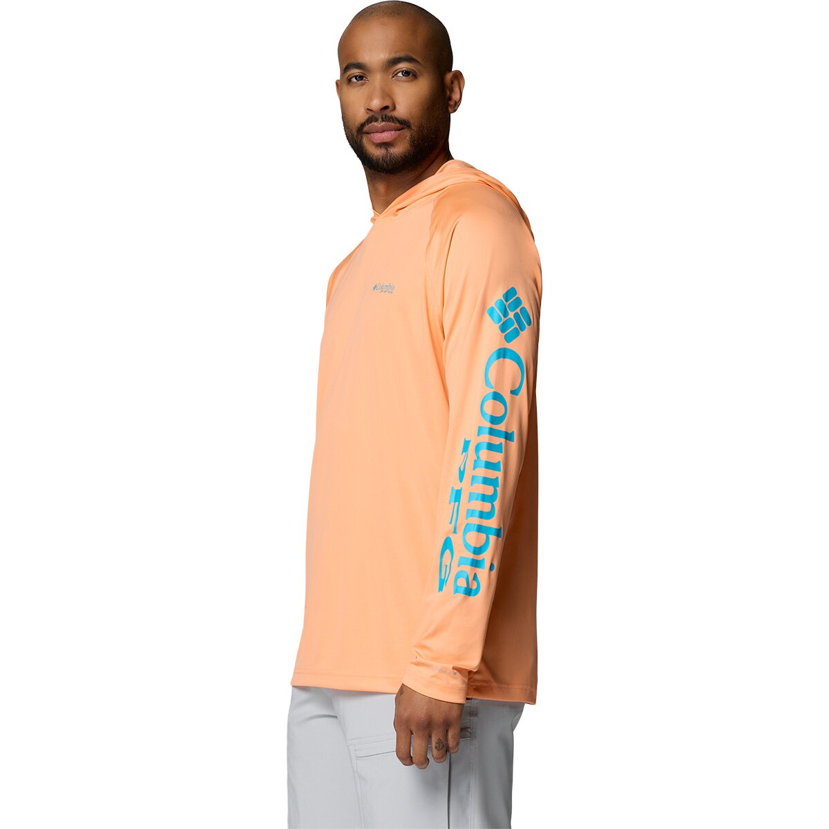 Мужское худи Columbia Terminal Tackle Pullover, цвет: Персиковый / Океанский бирюзовый — фото 2