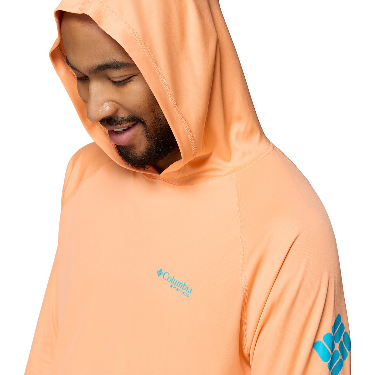 Мужское худи Columbia Terminal Tackle Pullover, цвет: Персиковый / Океанский бирюзовый — фото 3