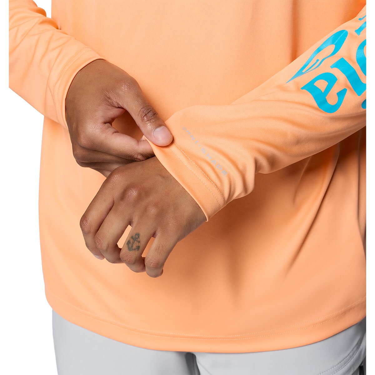 Мужское худи Columbia Terminal Tackle Pullover, цвет: Персиковый / Океанский бирюзовый — фото 5