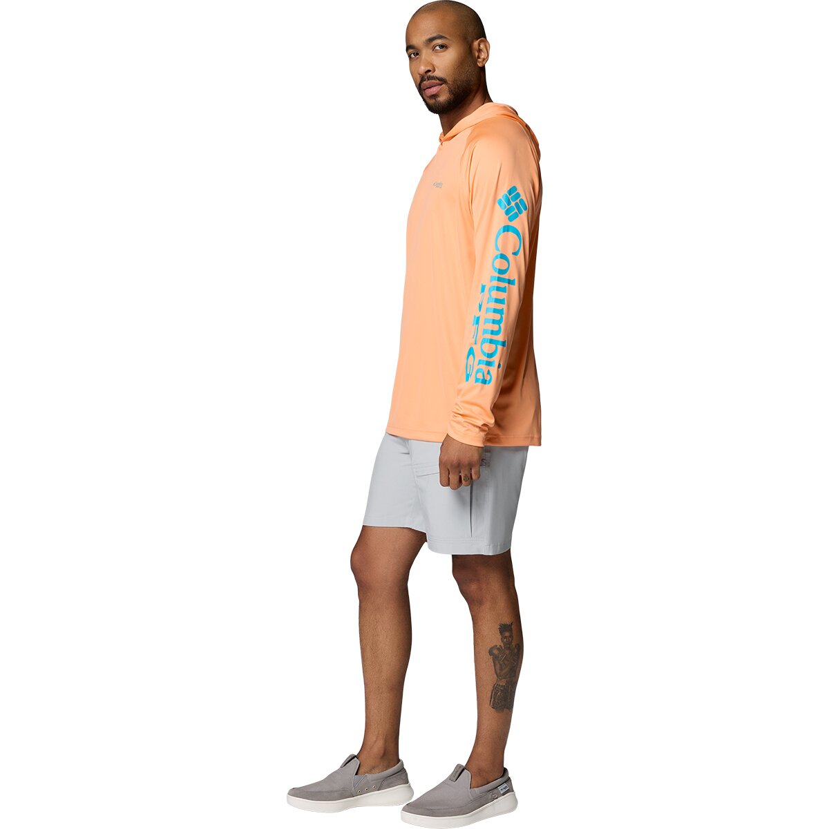 Мужское худи Columbia Terminal Tackle Pullover, цвет: Персиковый / Океанский бирюзовый — фото 7